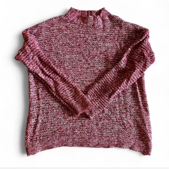 St. John's Bay Red & Cream Marled Knit Sweater Mock Turtleneck Warm Pullover PXL - Picture 9 of 12